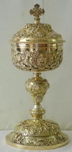 Ornate French antique solid silver gilt Baroque Ciborium